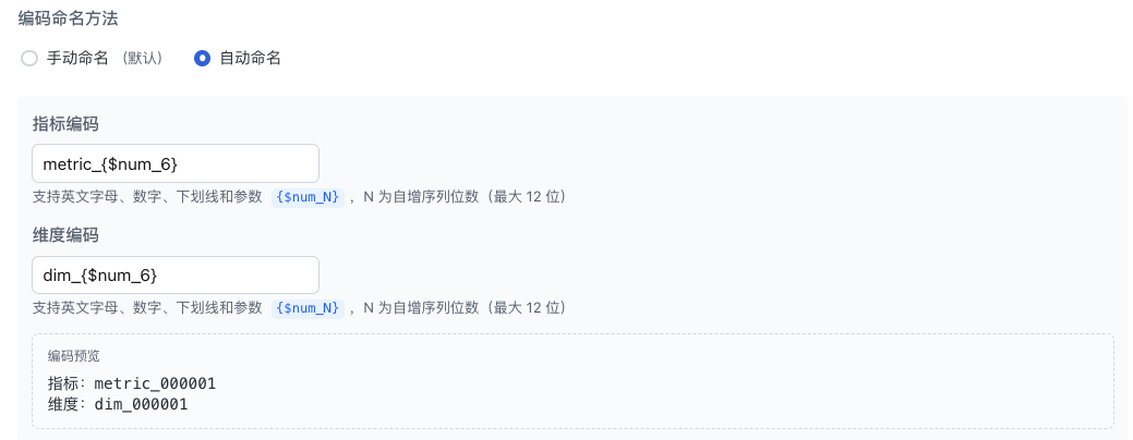 自动编码命名配置